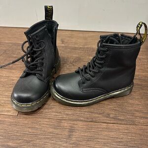 Dr. Martens Kids Black Lace-Up Combat Boots